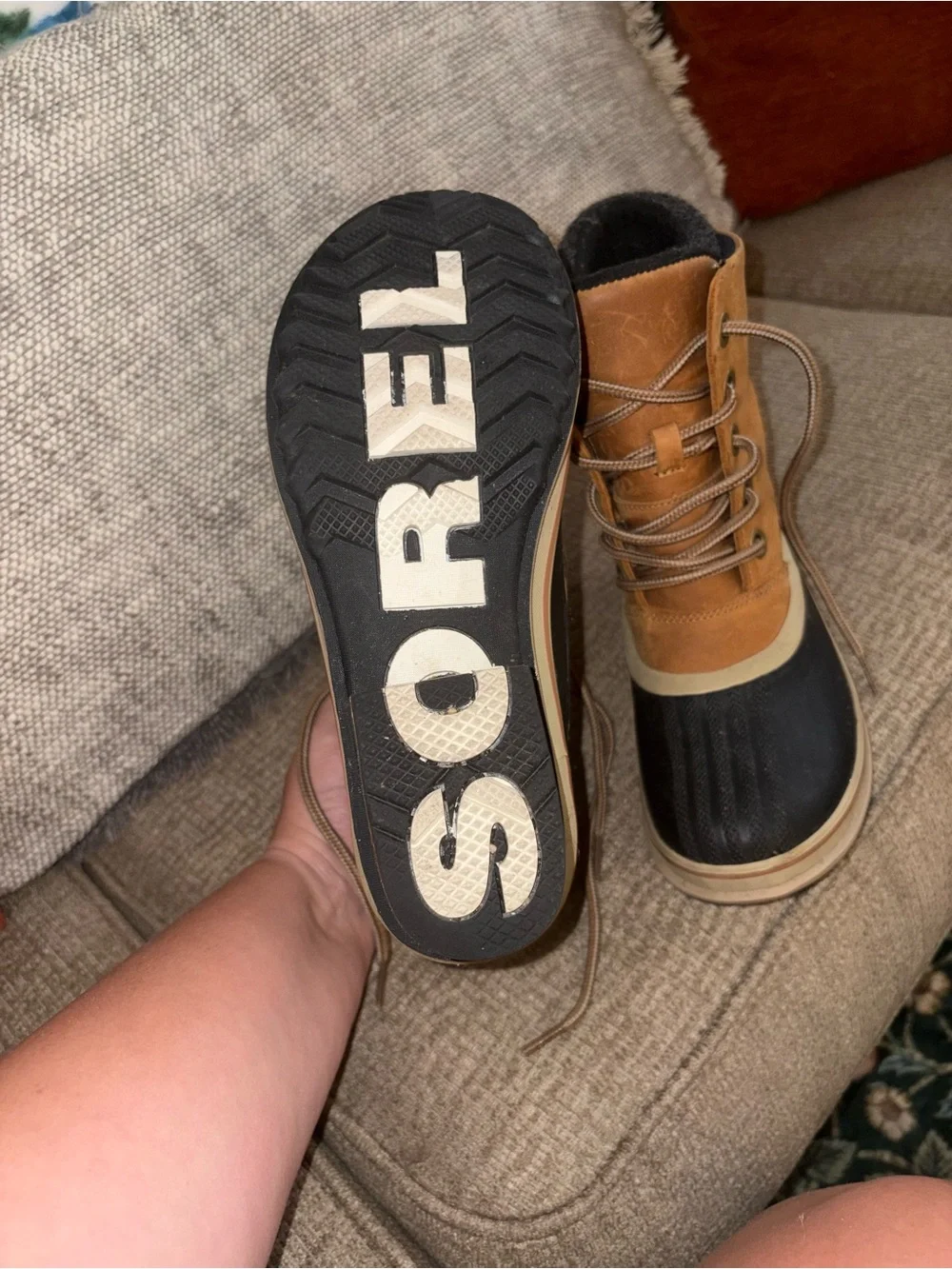 Women's Sorel Tan and Black Waterproof Winter Boots